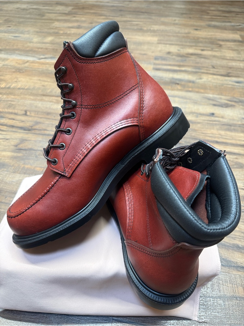 Red Wing 202 Men 6-inch Soft Toe Boot “Red Premium Leather “ E2 Wide-Width Boots